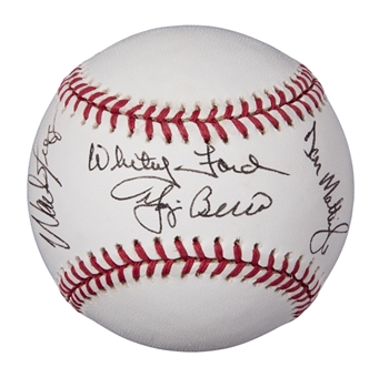 Yankees Signed OAL Budig Baseball With 4 Signatures Including Berra, Ford, Boggs, & Mattingly (JSA)